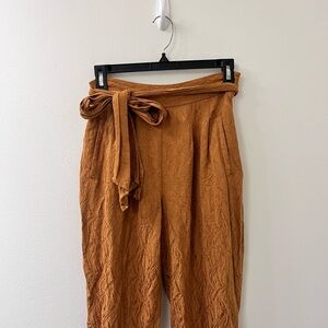 Anthropologie Brown Textured Pants with Tie Belt